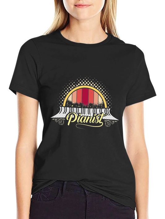 Retro Pianist T-Shirt - Music Lover Tee