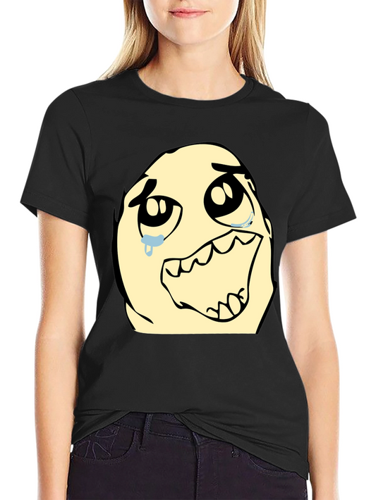 Crying Meme Graphic Tee - Soft Black Cotton T-Shirt