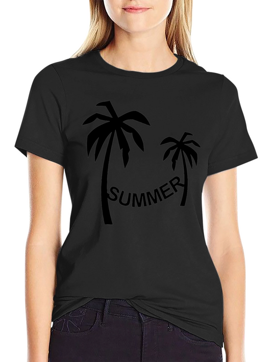 Summer Palm Tree Black Graphic Tee