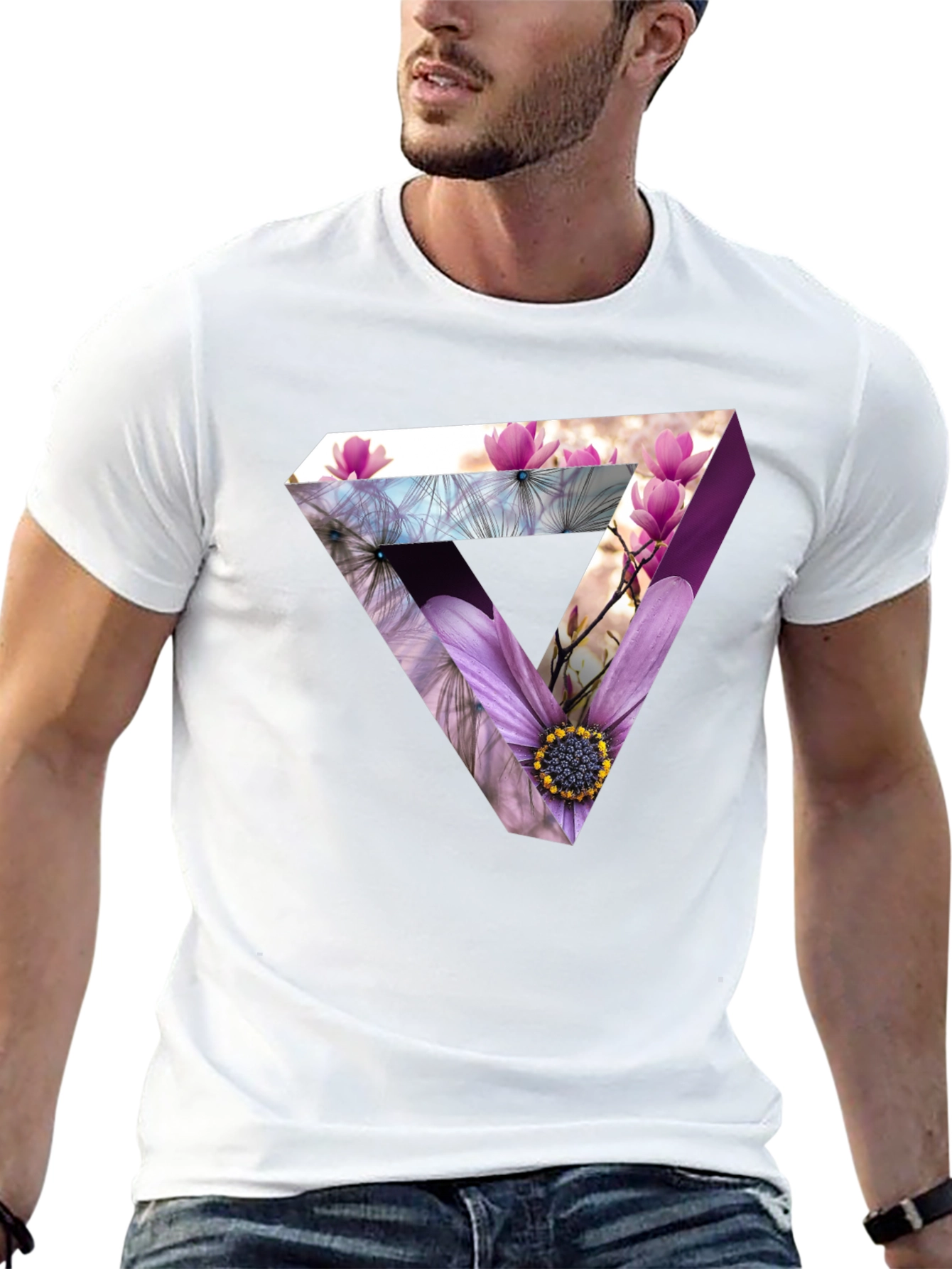 Floral Illusion Black Graphic T-Shirt