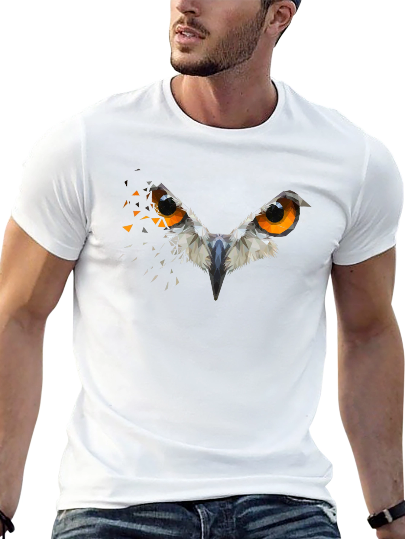 Geometric Owl Eyes Black Graphic Tee