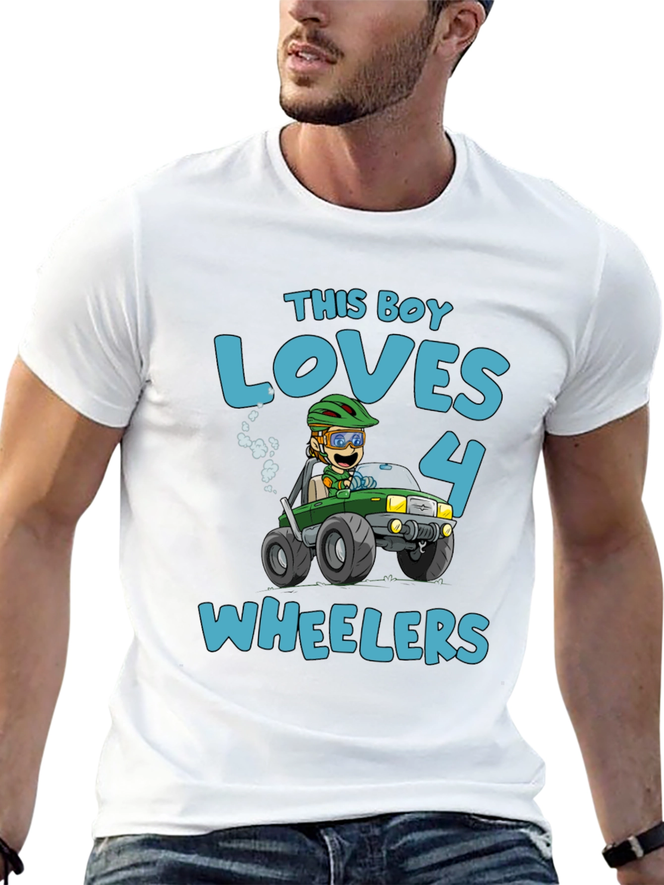 Boy Loves 4 Wheelers Black Graphic Tee