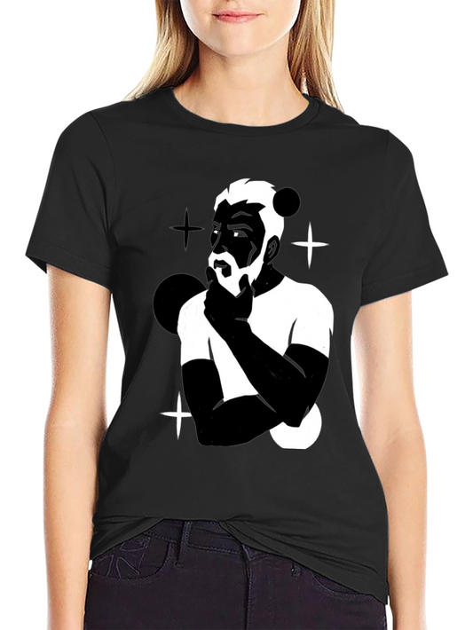 Mens Black Graphic T-Shirt - Contemplative Design