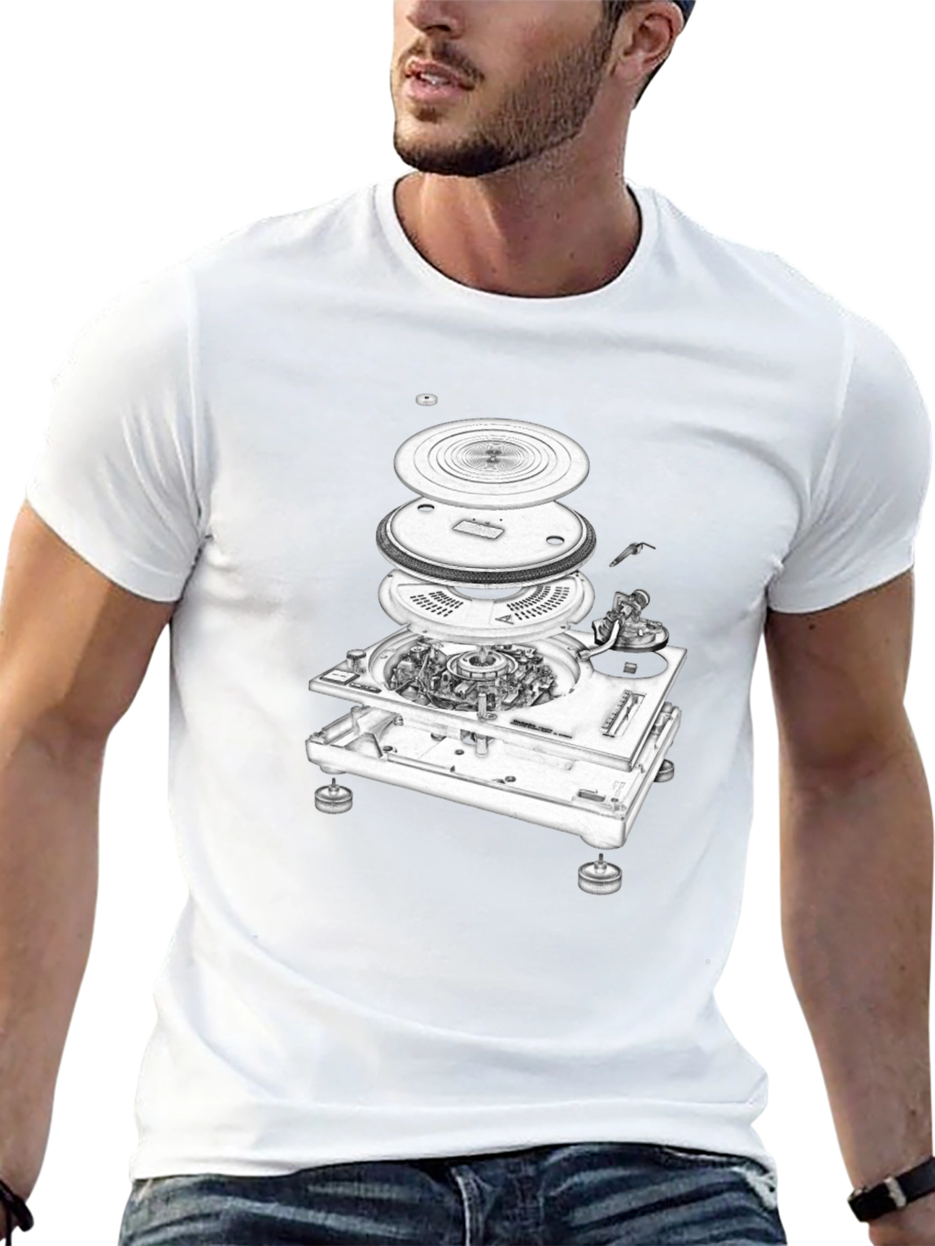 Exploded Turntable Graphic Tee - DJ Music Lover T-Shirt