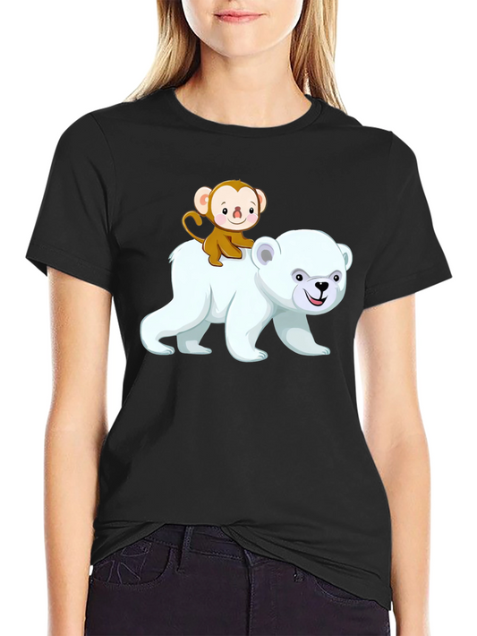 Monkey Riding a Bear Graphic T-Shirt