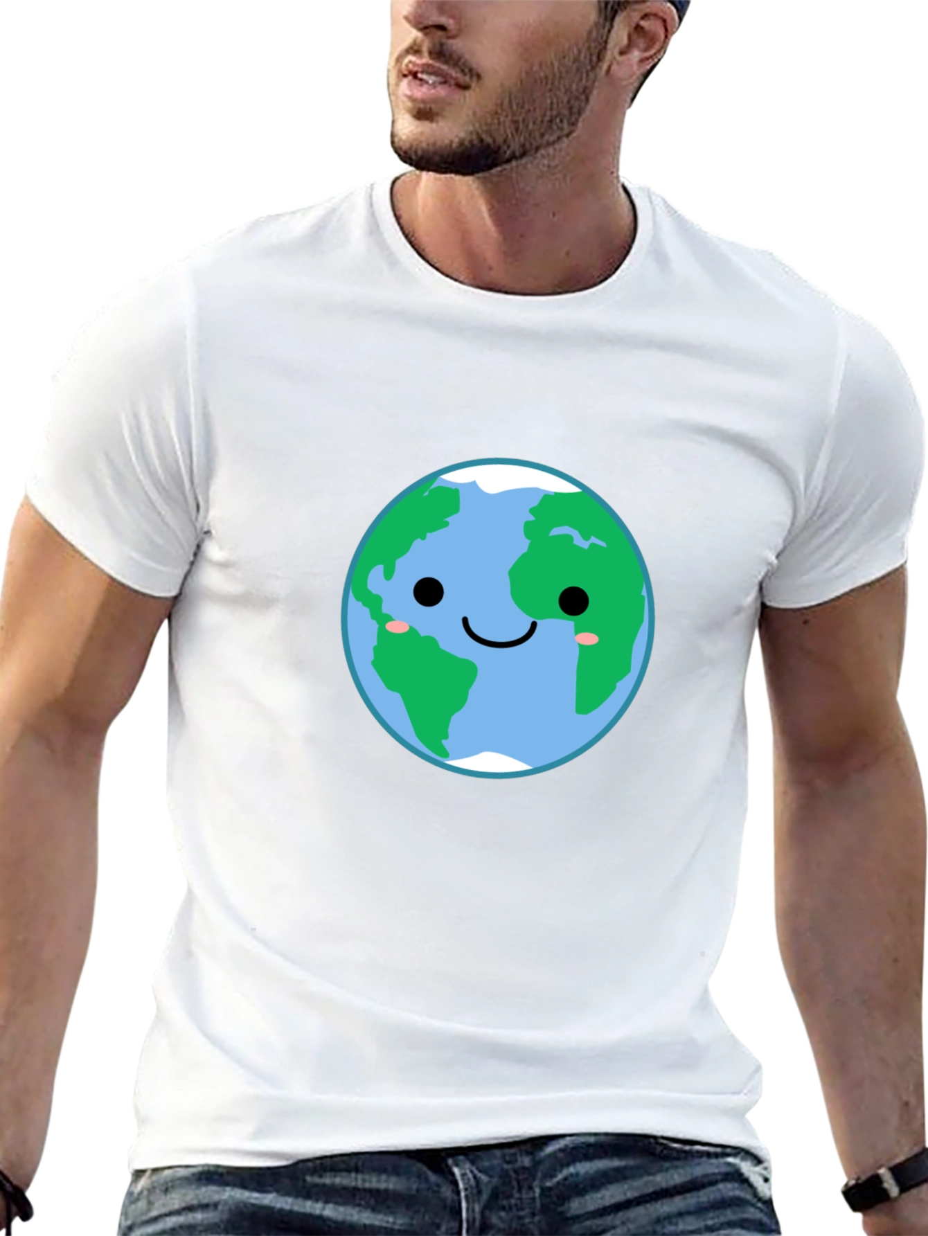 Earth Smiling Face Graphic Tee - Black