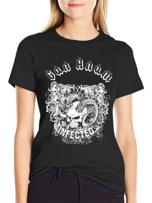 Infected Skull Graphic Print Black T-Shirt