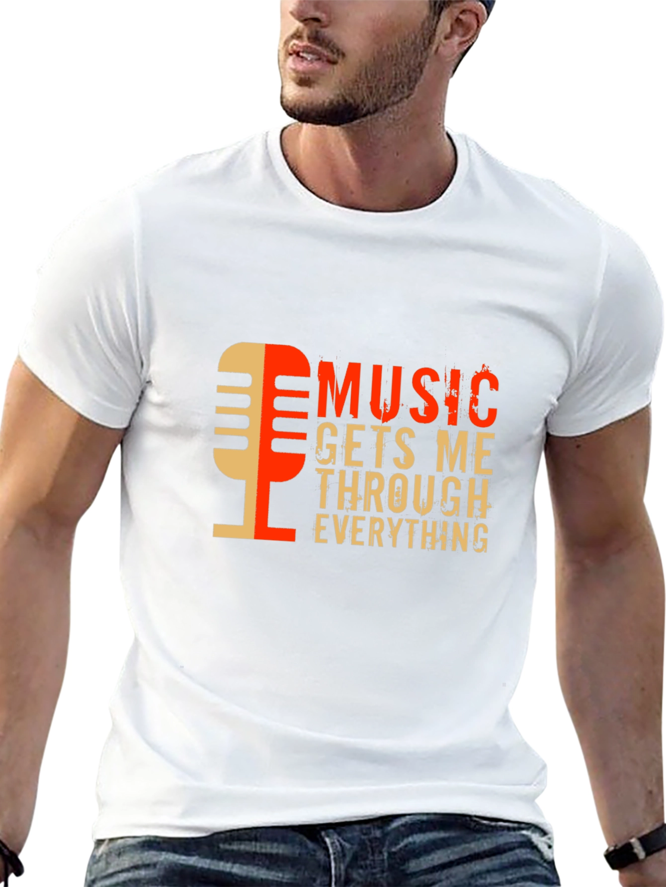 Music Gets Me Through Everything Black Graphic Tee