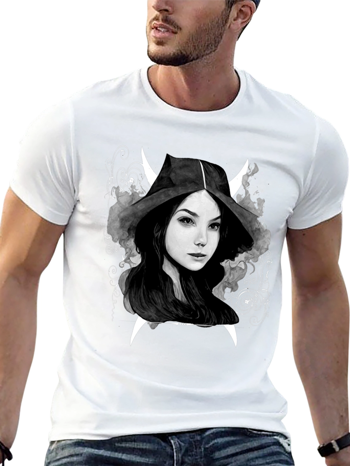 Dark Witch Graphic Tee - Mens Black Cotton T-Shirt