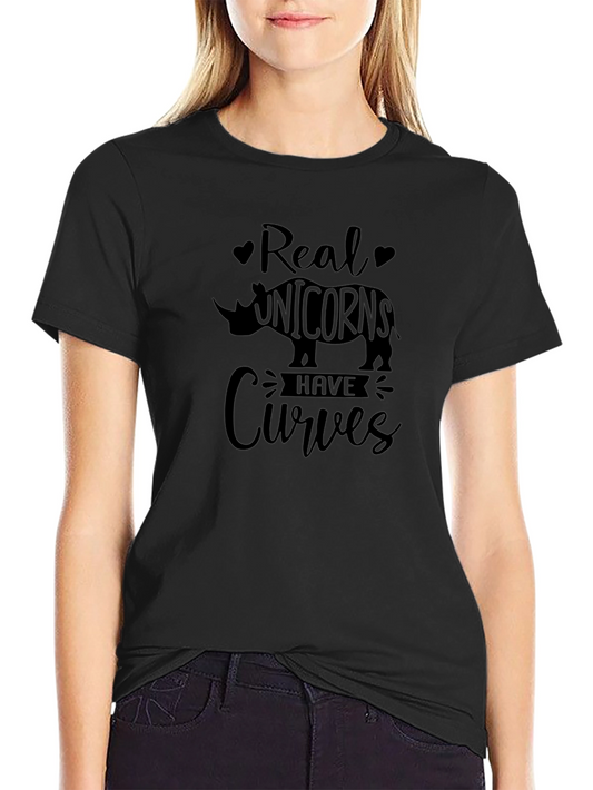 Real Unicorns Have Curves Black T-Shirt