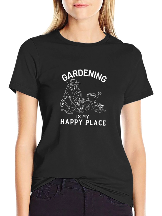 Gardening is My Happy Place Black T-Shirt