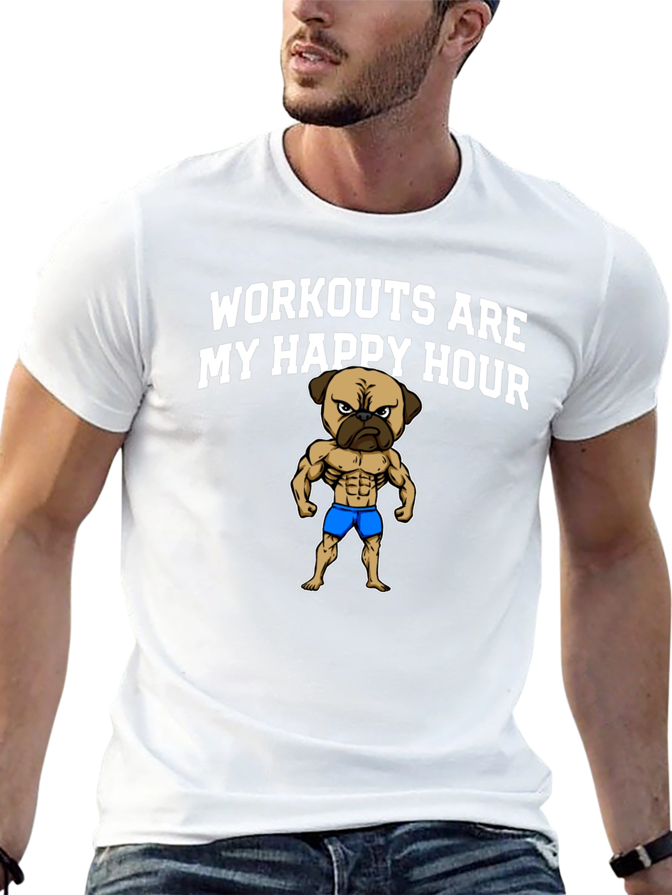 Workout Pug Mens Graphic Tee