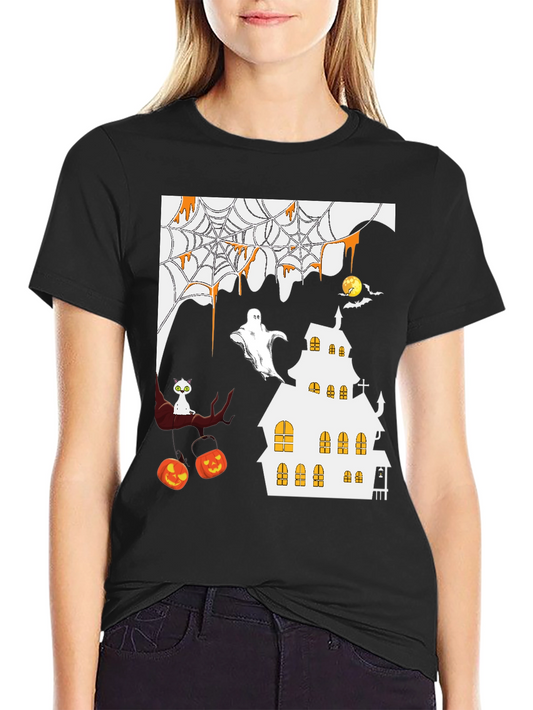 Halloween T-Shirt - Spooky Haunted House Design