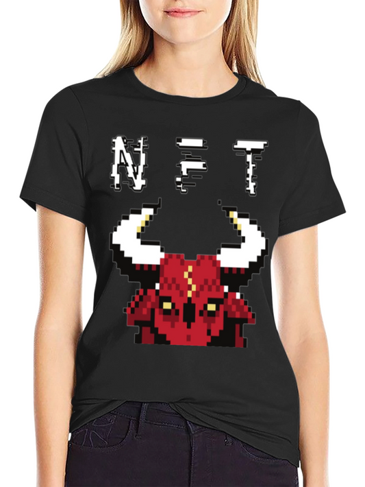 Pixel Bull NFT Graphic Tee - Black Cotton T-Shirt