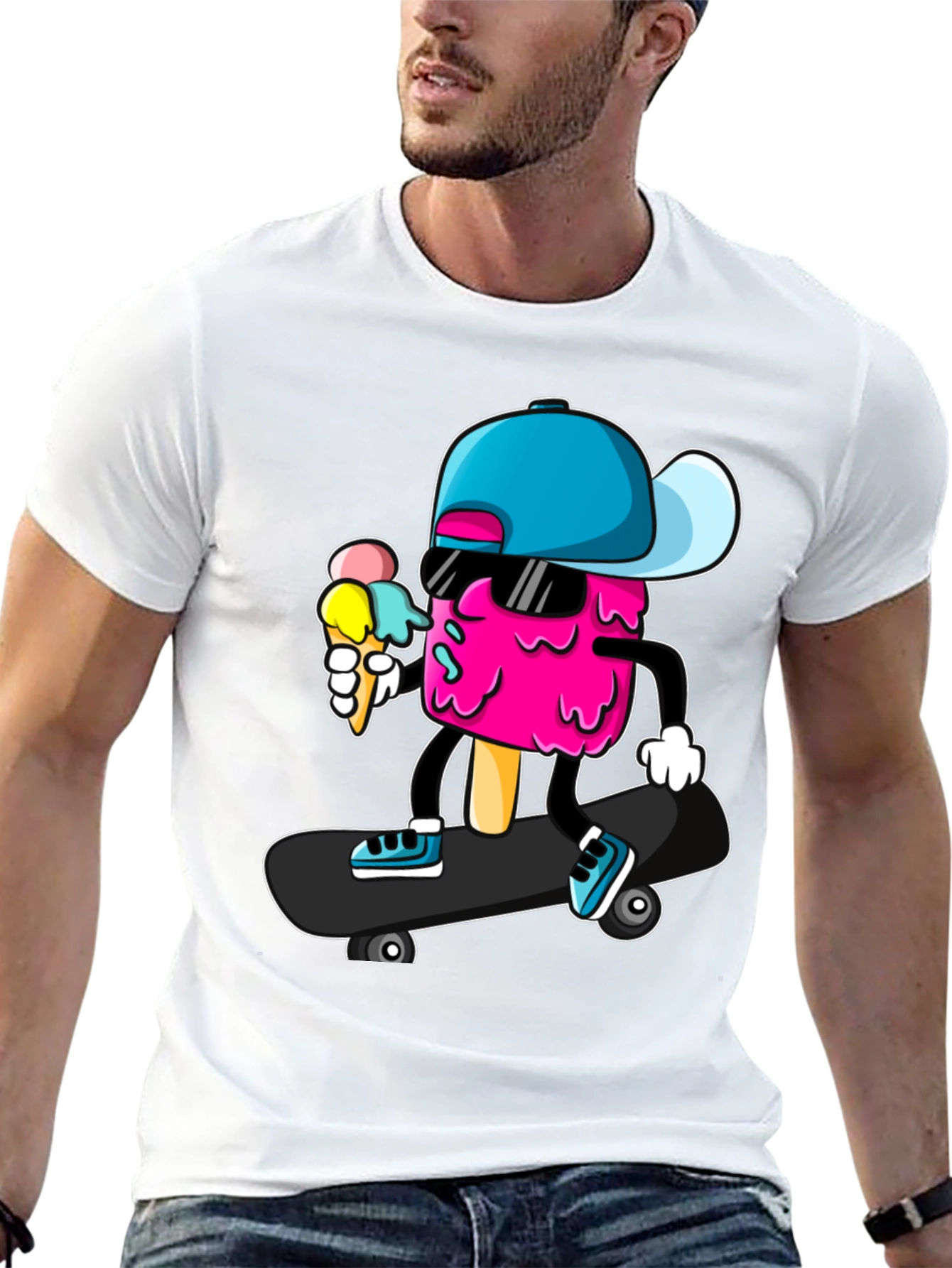 Cool Ice Cream Skateboarder Graphic Tee