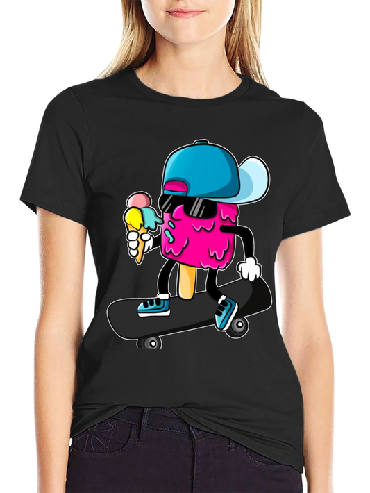 Cool Ice Cream Skateboarder Graphic Tee
