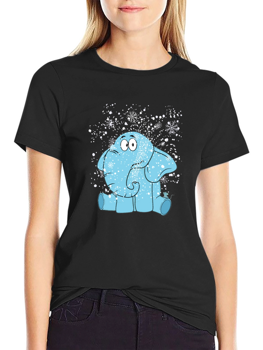 Cartoon Elephant in Snow T-Shirt