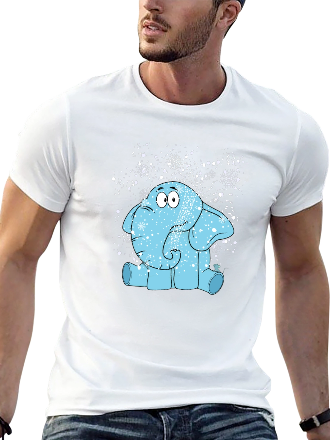 Cartoon Elephant in Snow T-Shirt