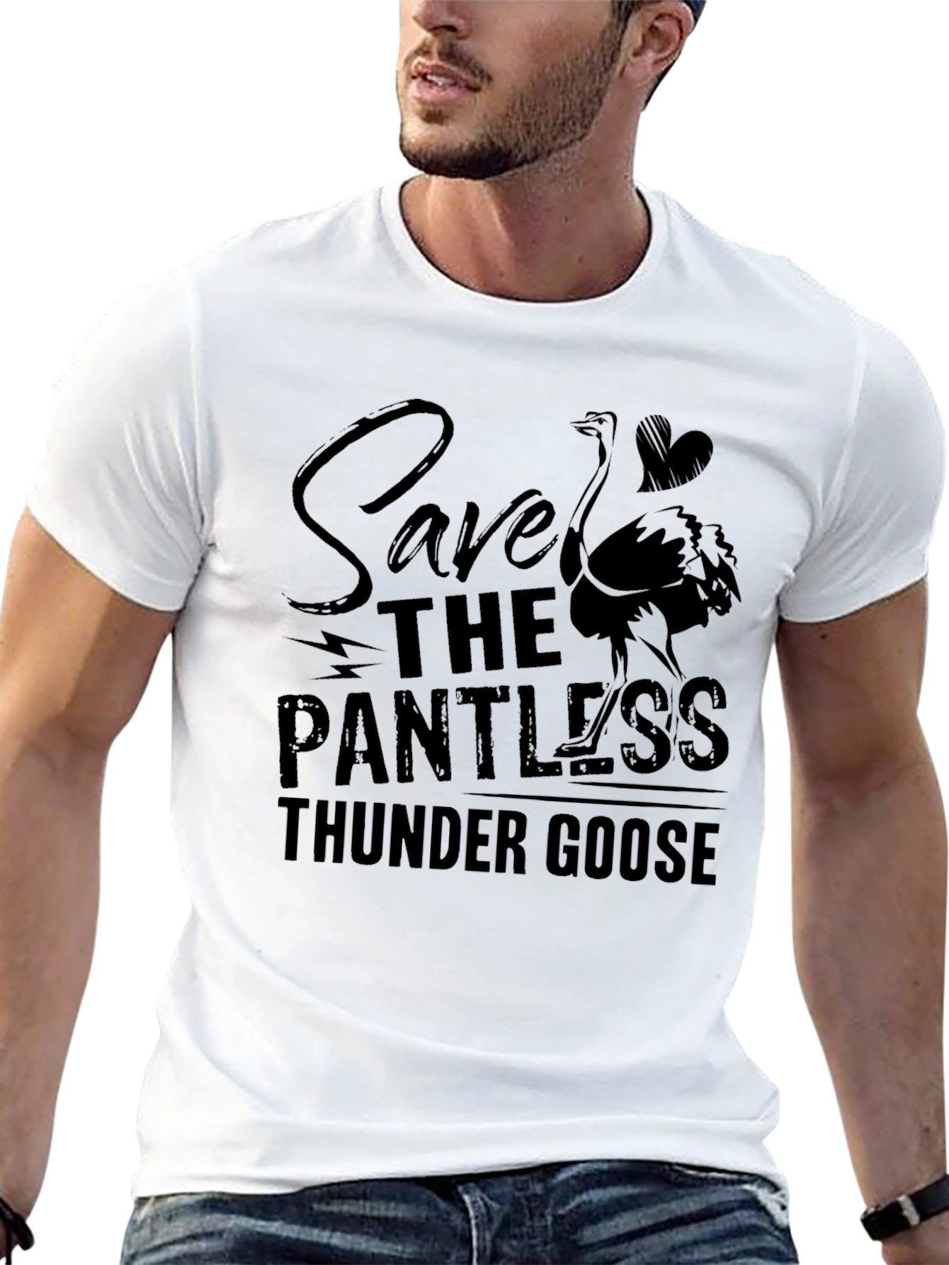 Save the Pantless Thunder Goose Funny Black T-Shirt