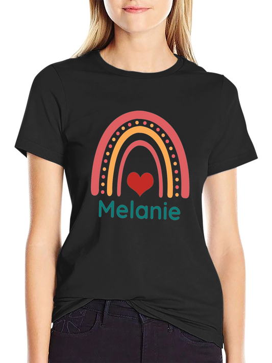 Personalized Melanie Rainbow Heart T-Shirt