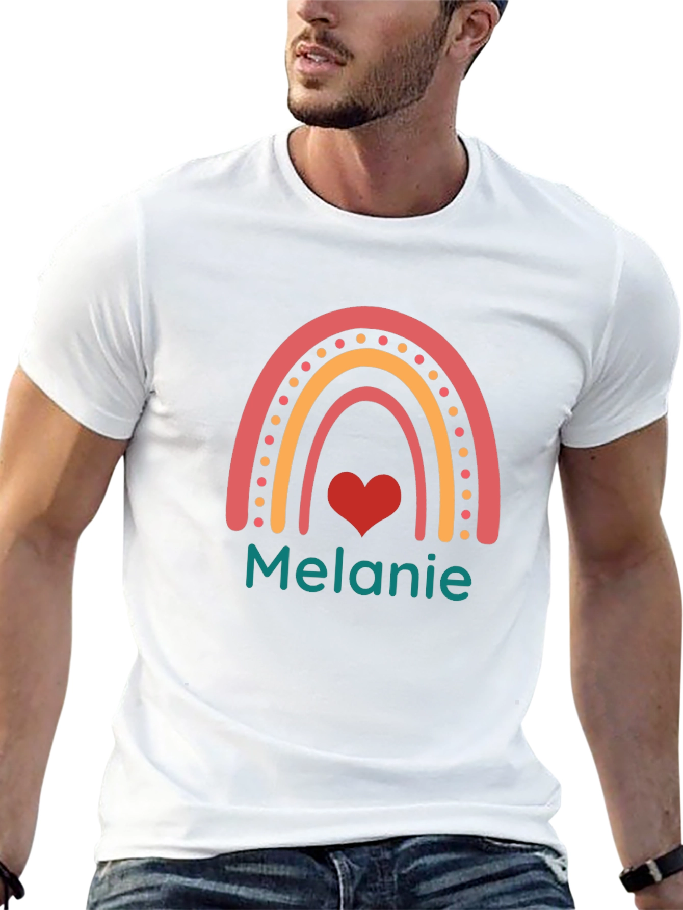 Personalized Melanie Rainbow Heart T-Shirt