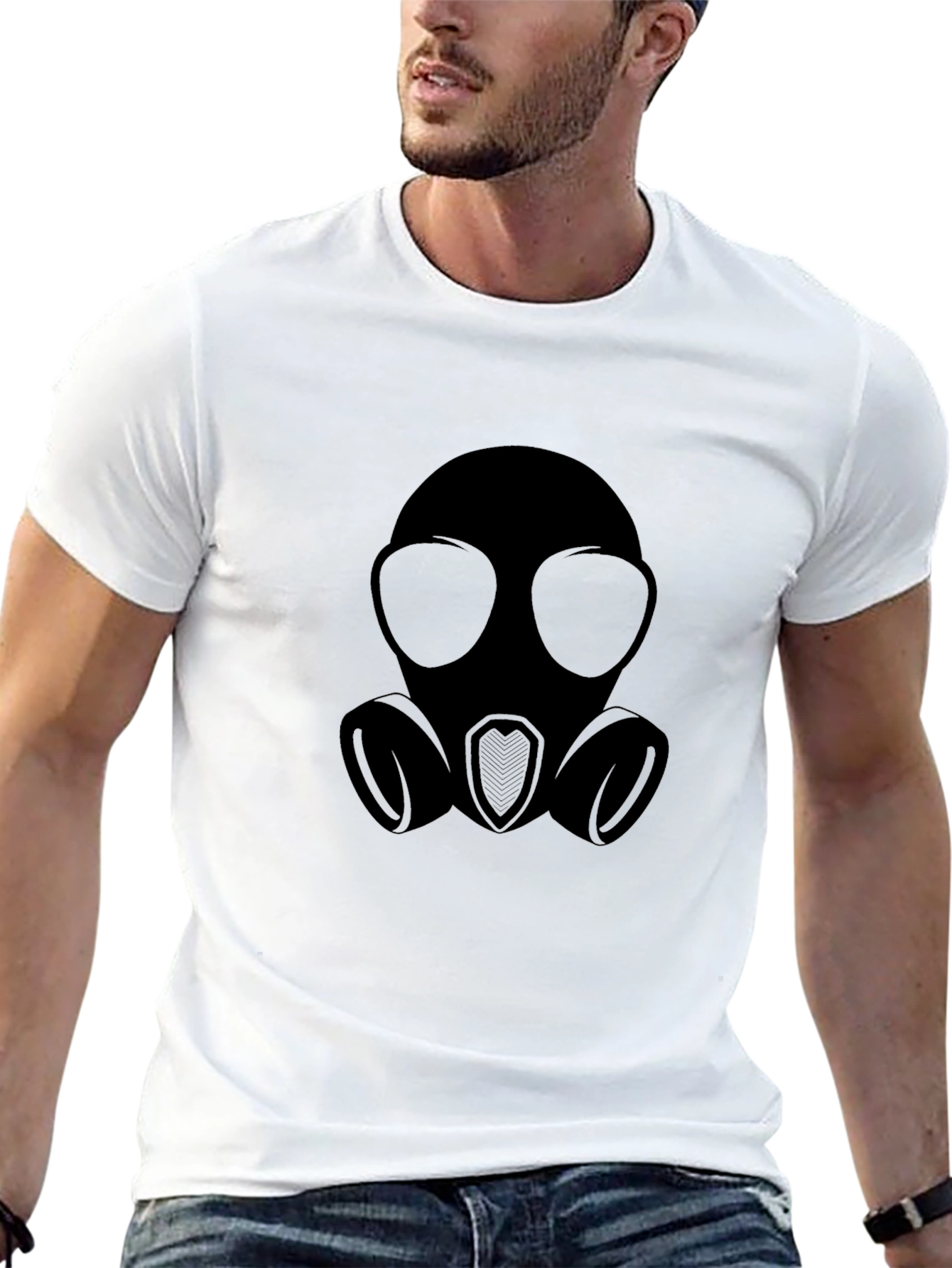 Gas Mask Graphic Tee - Black Cotton Blend