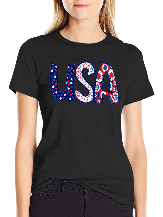 USA Patriotic Print Graphic T-Shirt