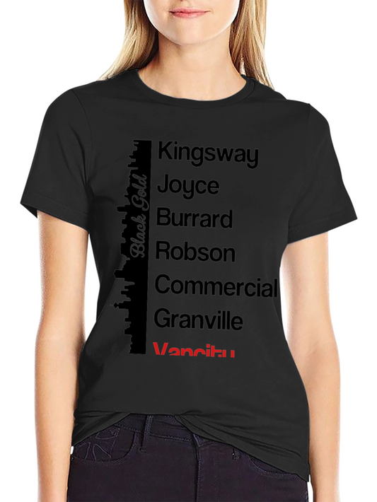 Vancouver Streets Black Cotton T-Shirt