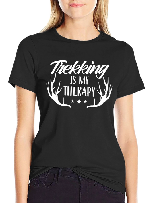 Trekking is My Therapy Black Graphic Tee