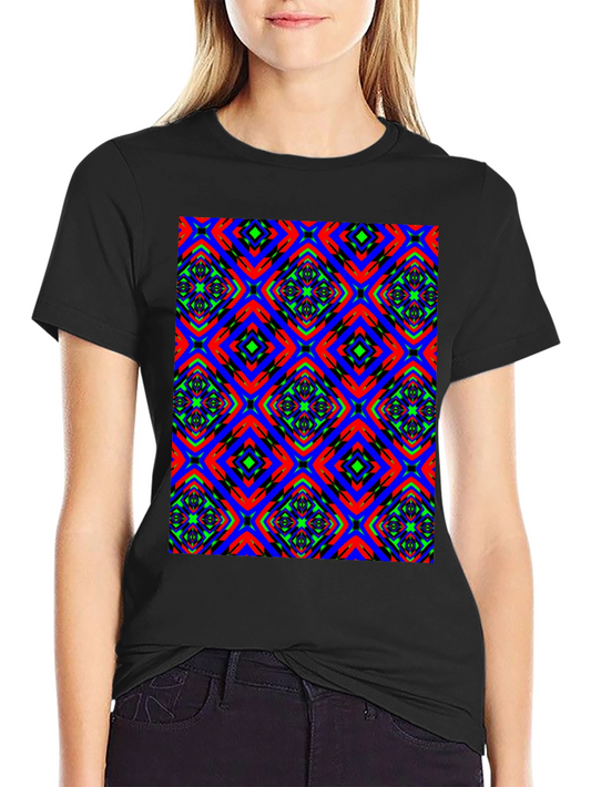 Vibrant Patterned Black T-Shirt