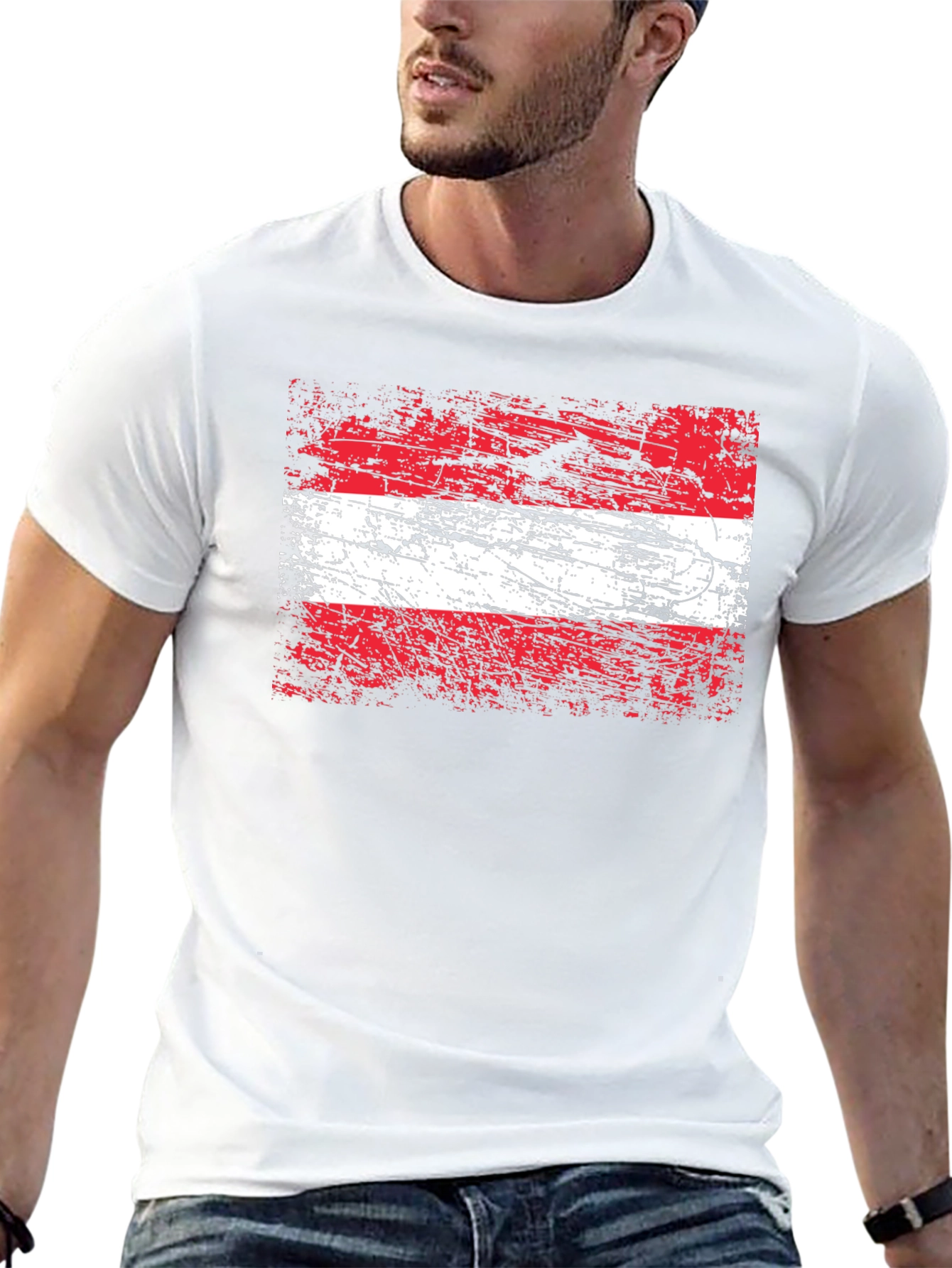 Distressed Austria Flag Graphic T-Shirt