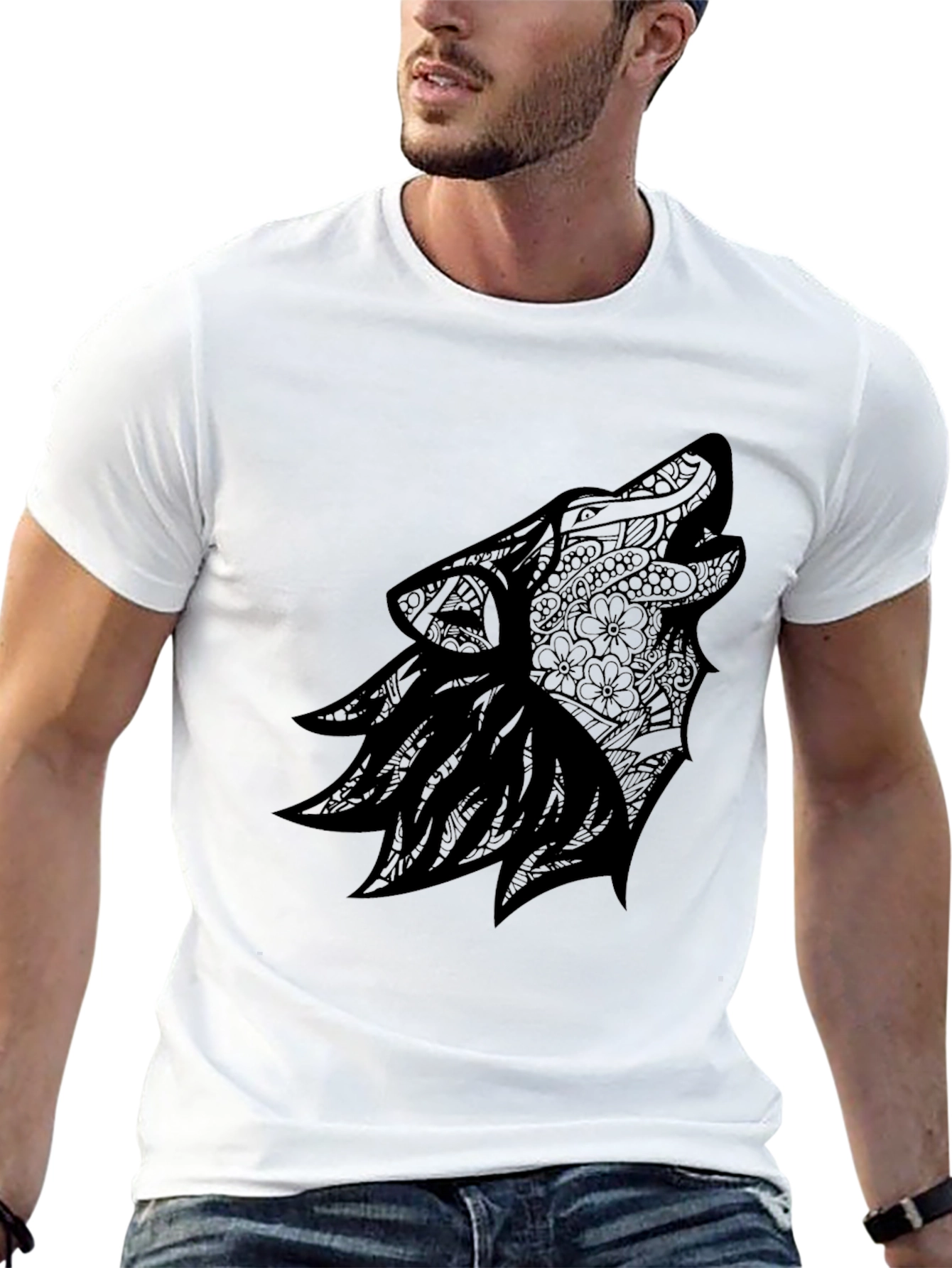 Wolf Art Black T-Shirt - Modern Graphic Tee
