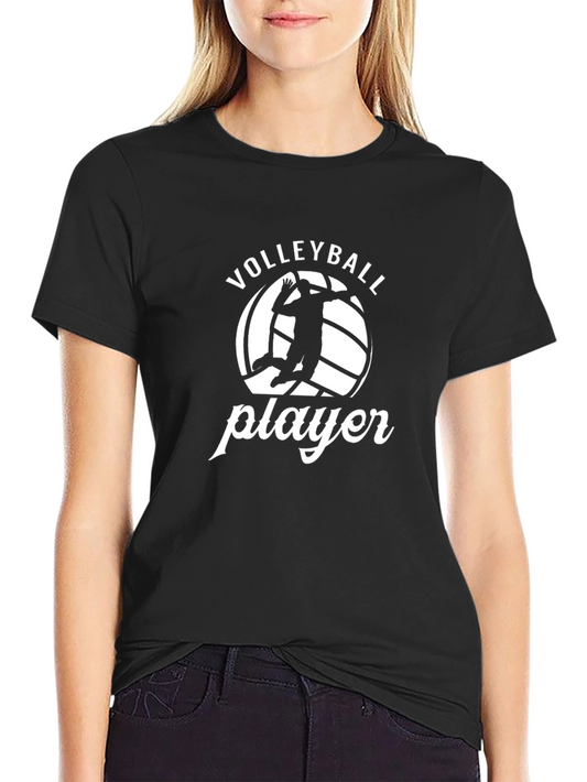 Volleyball Player Graphic T-Shirt - Black