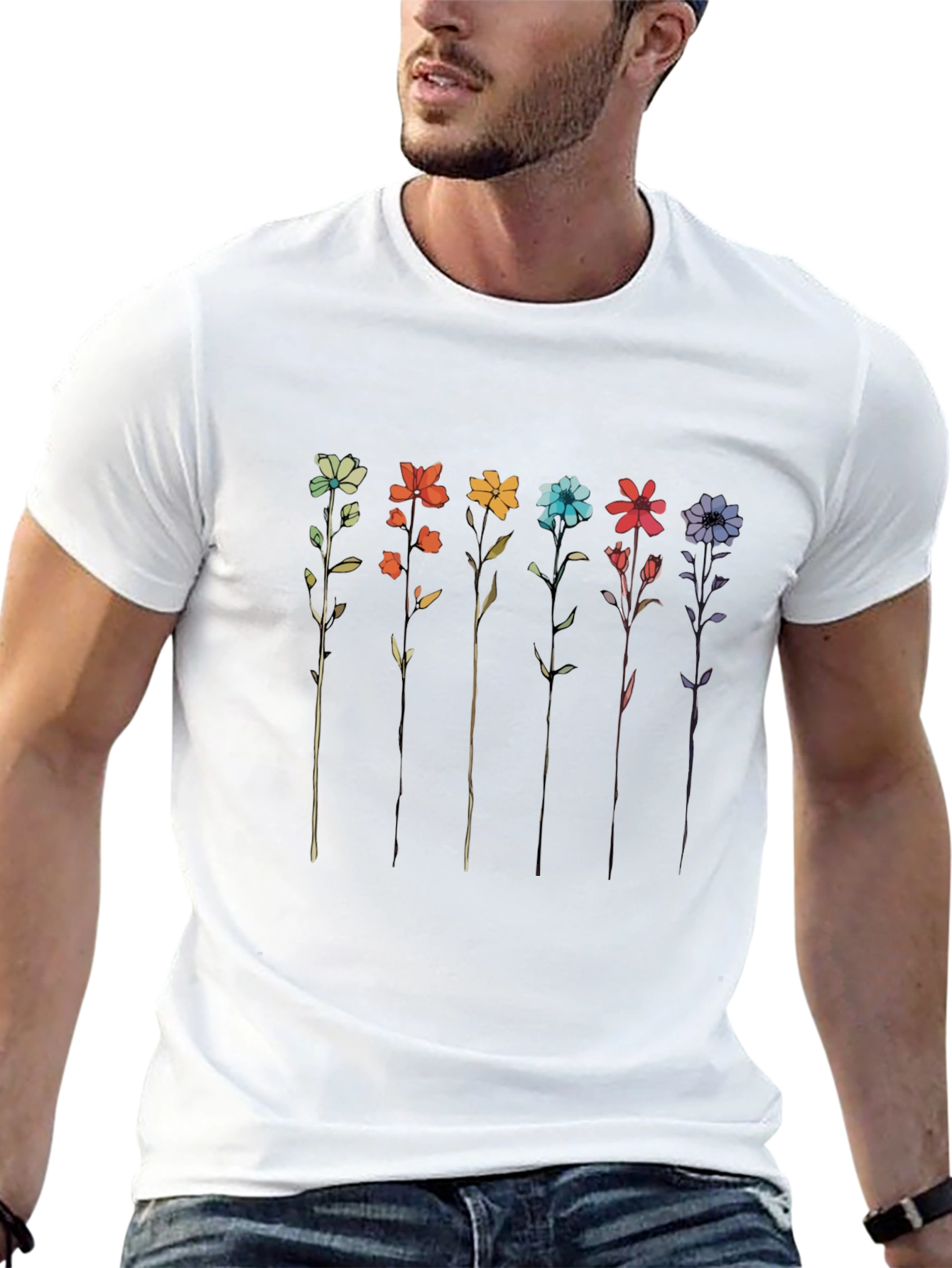 Rainbow Flower Graphic T-Shirt