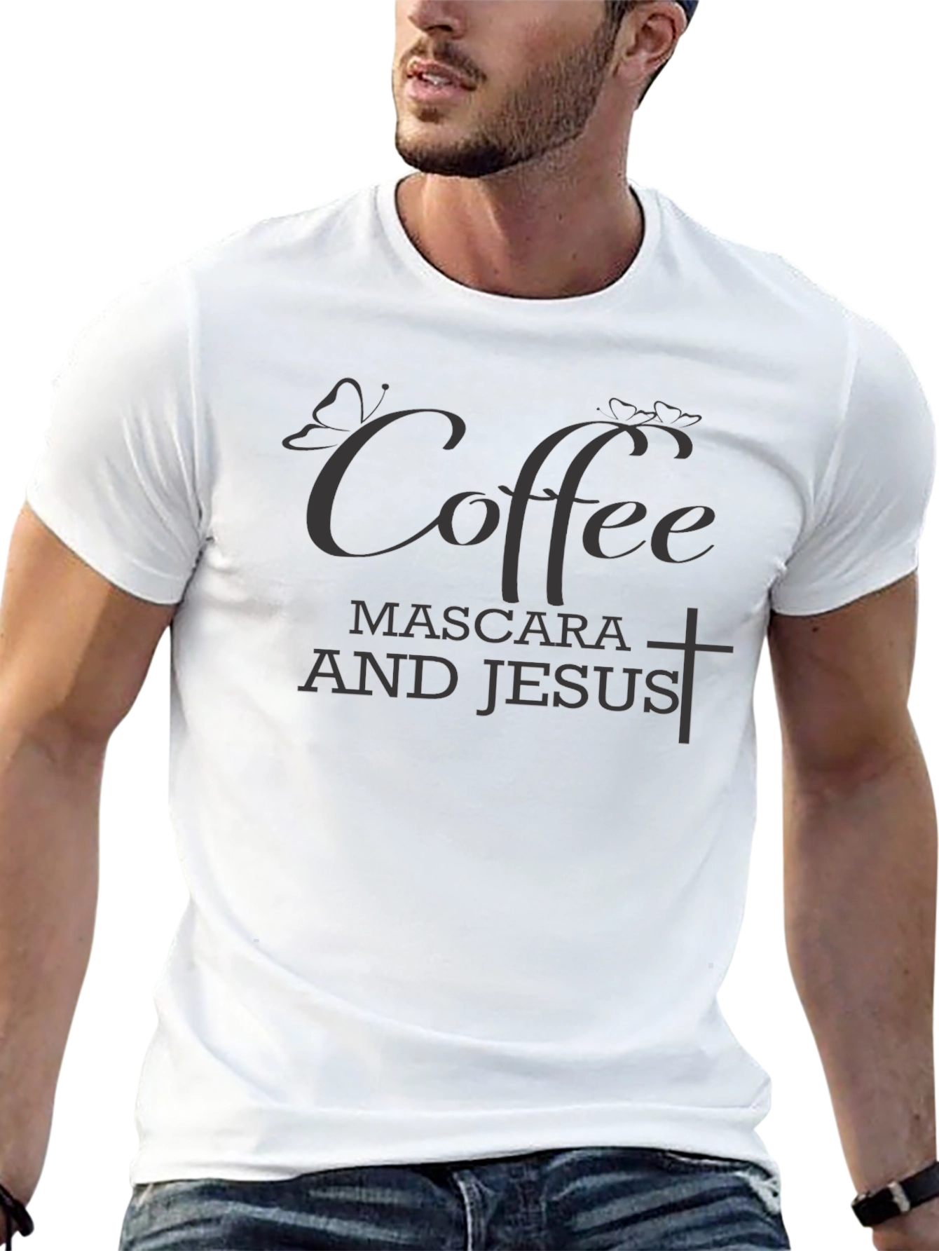 Coffee Mascara and Jesus T-Shirt