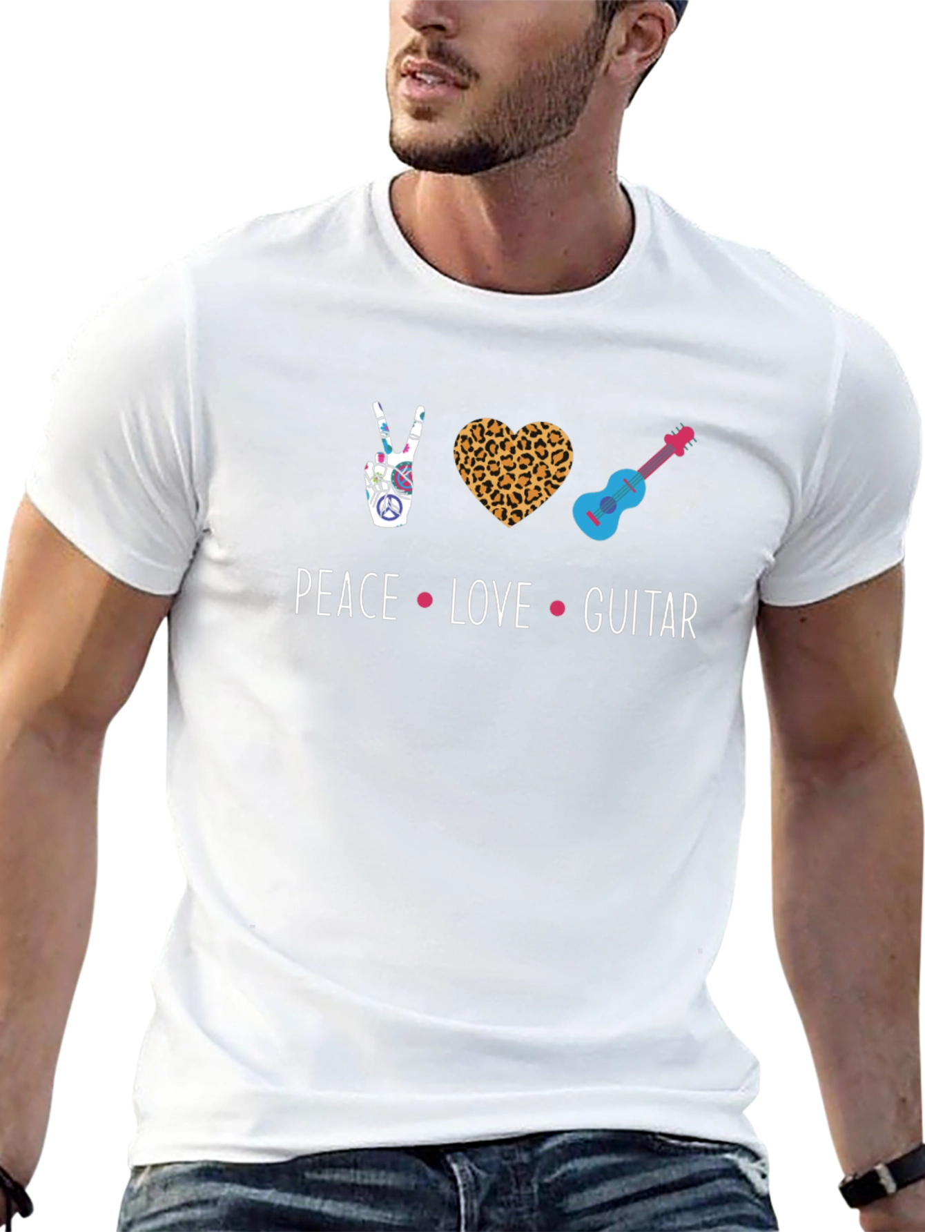 Peace Love Guitar T-Shirt - Unisex Graphic Tee