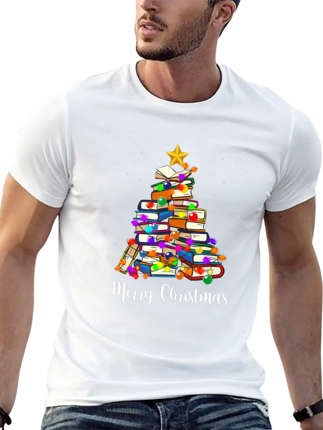 Book Lover Christmas Tree T-Shirt