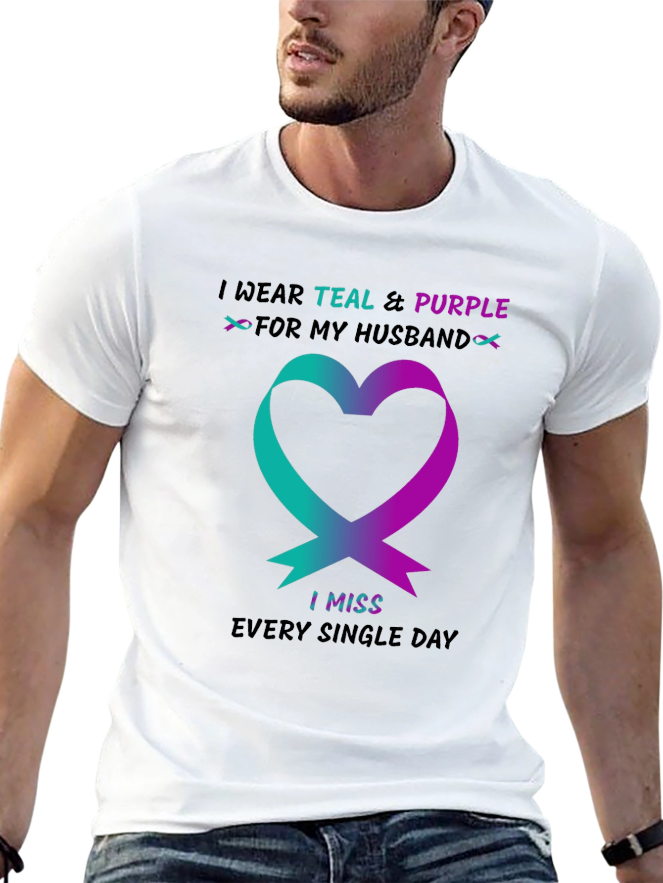 Teal & Purple Husband Remembrance T-Shirt