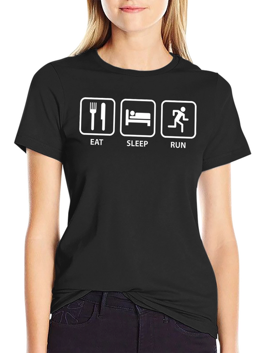 Eat Sleep Run Black T-Shirt Fitness Tee