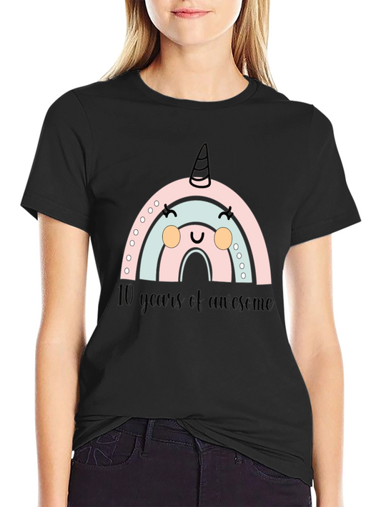 Cute Rainbow Unicorn 10th Birthday T-Shirt
