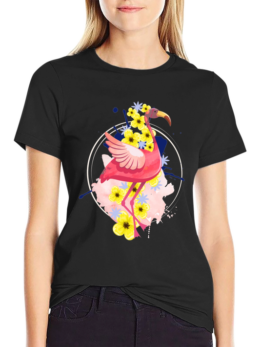 Flamingo Floral Graphic Tee - Unique Design