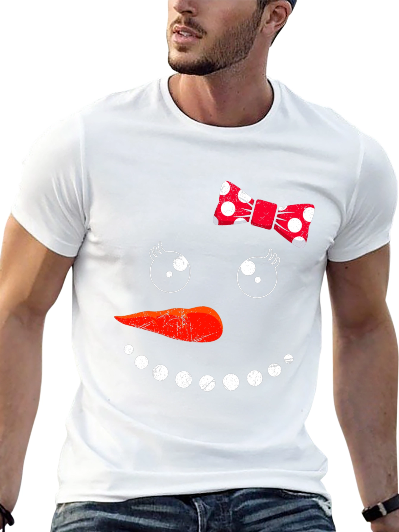 Snowman Face Graphic T-Shirt