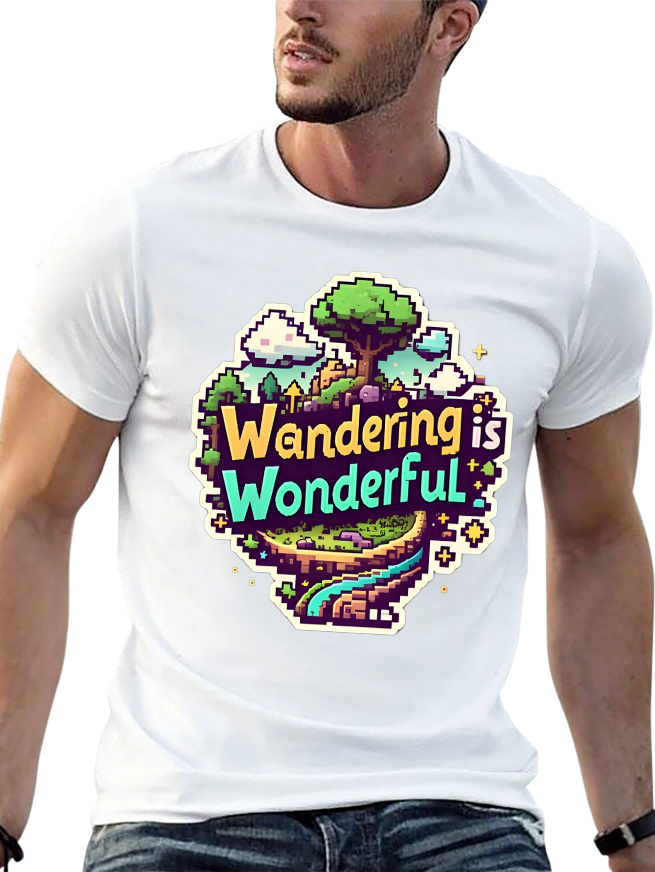 Wandering is Wonderful Pixel Art Graphic Tee