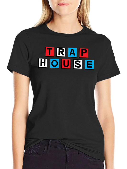Trap House Graphic Tee - Black Cotton Blend