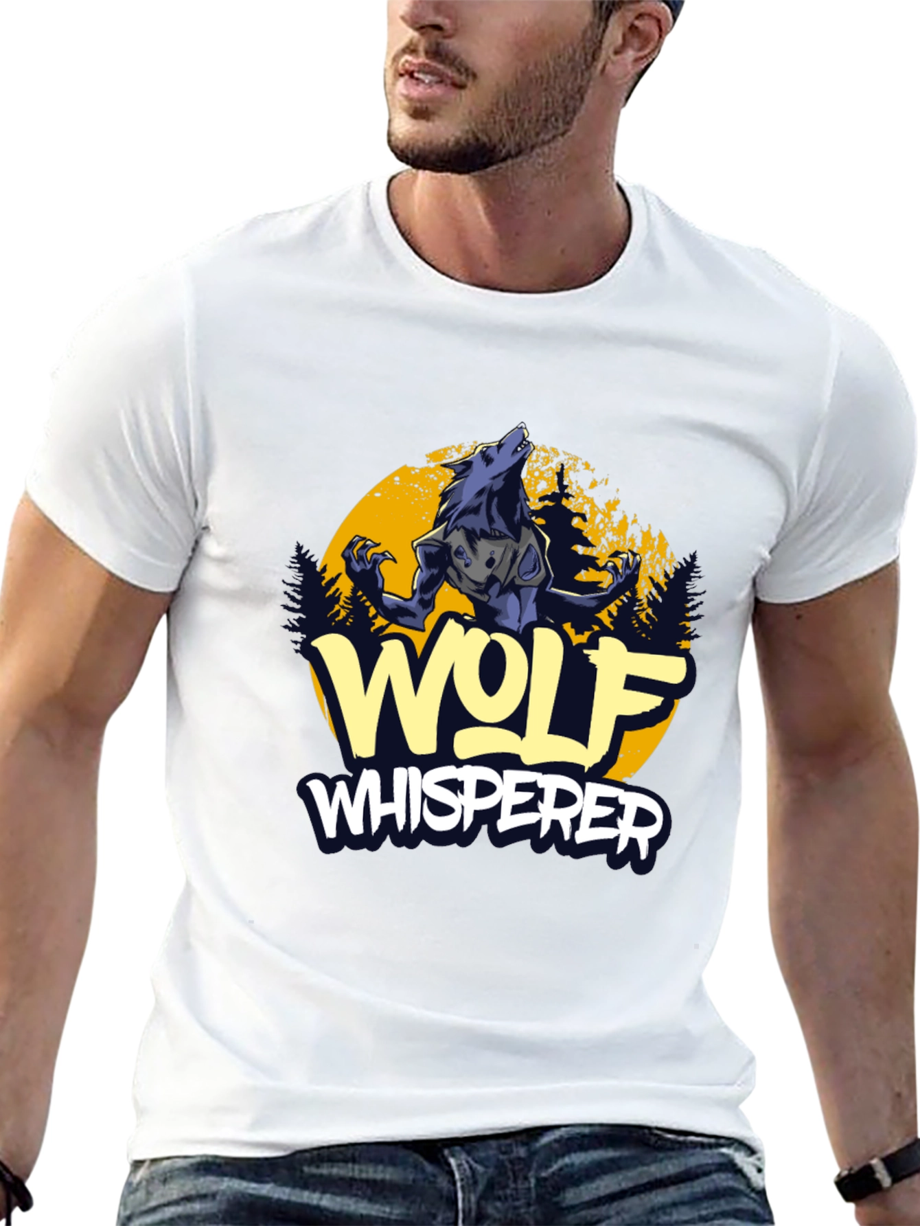 Wolf Whisperer Graphic Tee - Black Cotton T-Shirt