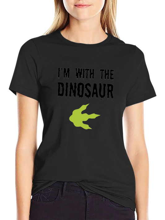 Im With the Dinosaur Black Cotton T-Shirt