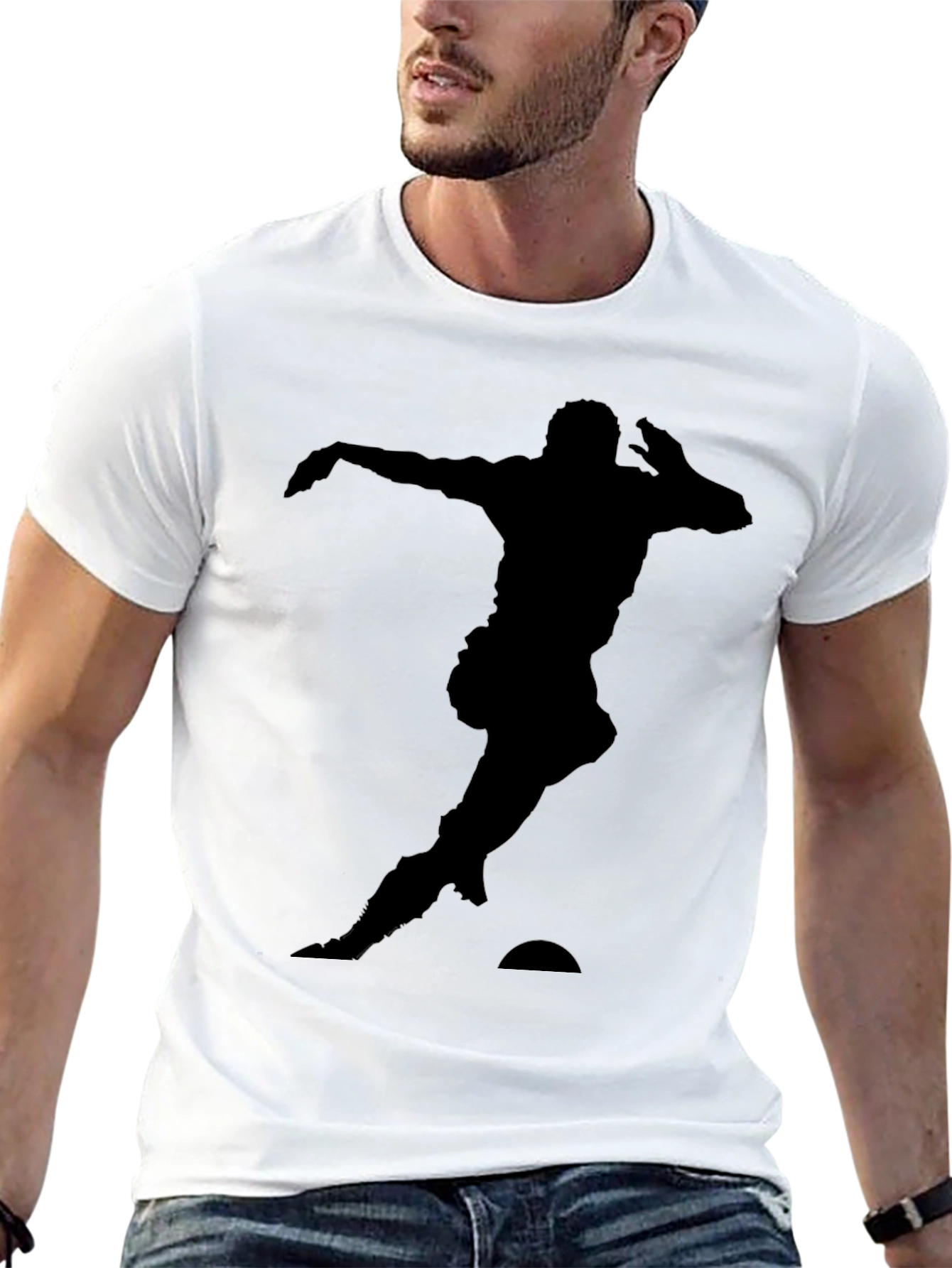 Soccer Player Silhouette Black T-Shirt
