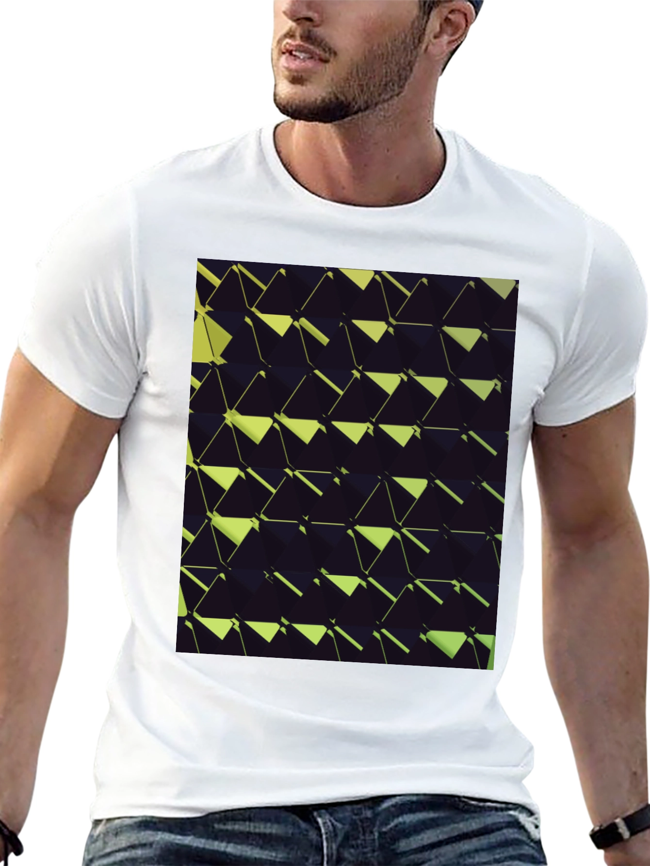 Abstract Geometric T-Shirt - Black