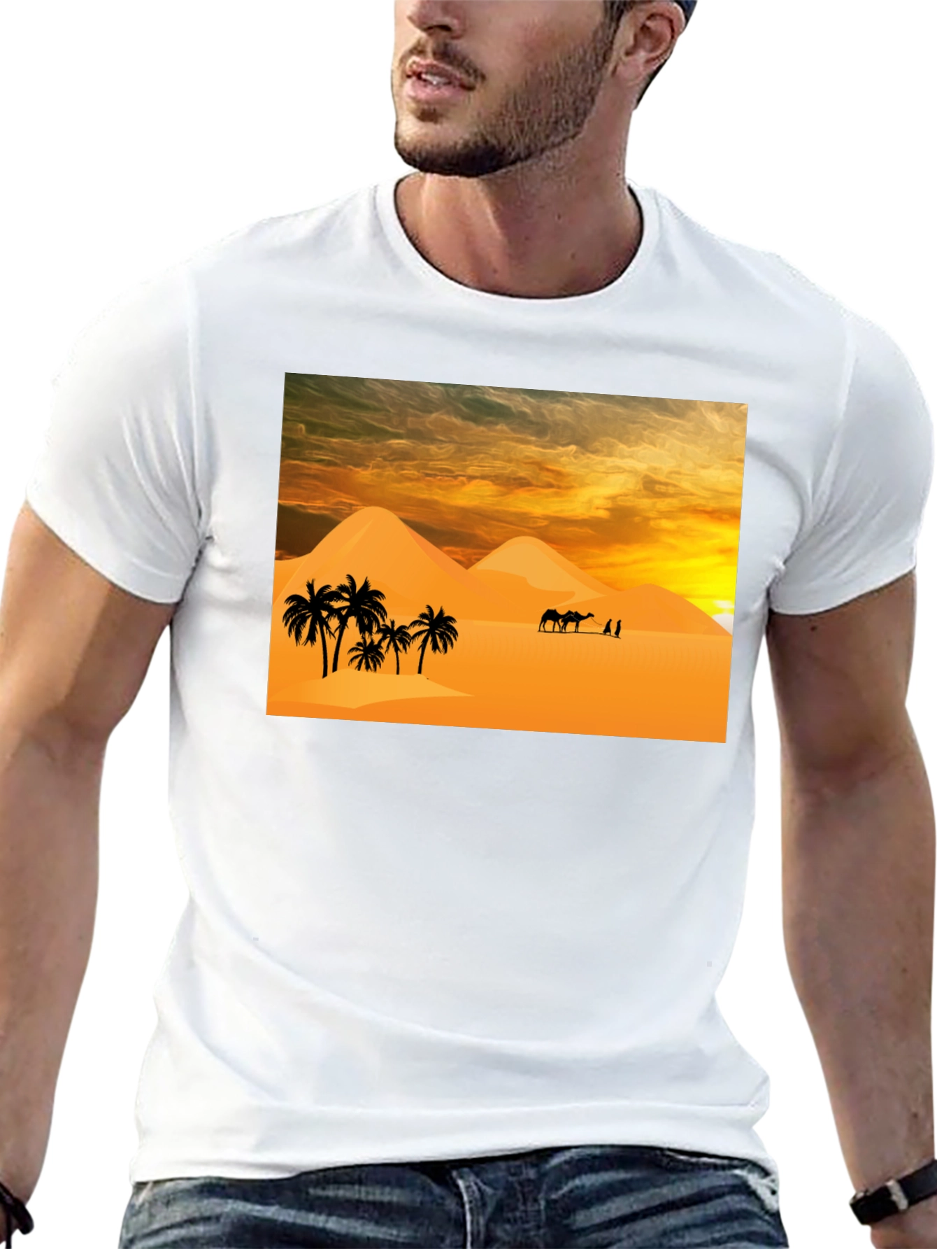 Desert Scene Graphic T-Shirt - Black