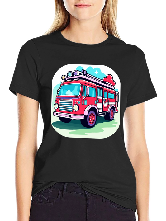 Fire Truck Graphic Tee - Cartoon Style